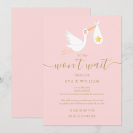 ベビー待ちません 更新 ピンクカード 招待状