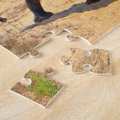 ベビー後を追ゾウの母、南アフリカ ジグソーパズル (側面)