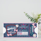 ベビー性がベースボールまたはソフトボールを明らかにする 招待状 (スタンド正面)