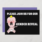 ベビー性リビールおもしろいカスタムパーティの招待状 招待状 (正面/裏面)