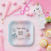 ベビー性リビール招待状 ペーパープレート (パーティー)