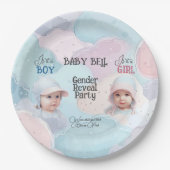 ベビー性リビール招待状 ペーパープレート (正面)