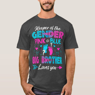 ベビー性別がシャワーのピンクまたは青のビッグブラザーを明らかにする Tシャツ