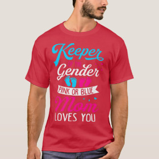 ベビー性別がシャワーピンクまたはブルーママ愛Yを明らかにする Tシャツ