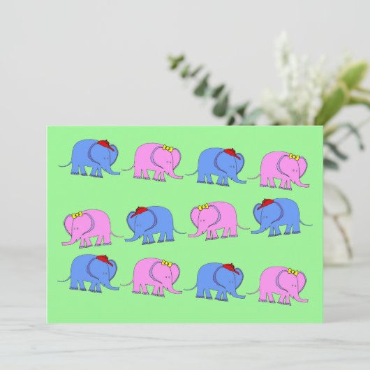 ベビー性別がパーティの招待状、ゾウを明らかにする 招待状 (スタンド正面)