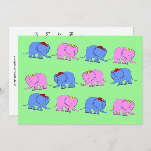 ベビー性別がパーティの招待状、ゾウを明らかにする 招待状 (正面/裏面)