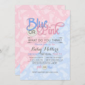 ベビー性別がパーティーピンクの青の足跡を明らかにする 招待状 (正面/裏面)