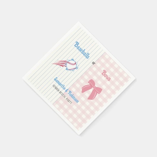 ベビー性別がベースボールまたは弓を明らかにする スタンダードカクテルナプキン (角)