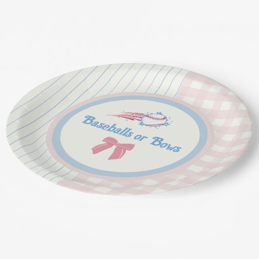 ベビー性別がベースボールまたは弓を明らかにする ペーパープレート (アングル)