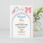 ベビー性別がベースボールまたは弓を明らかにする 招待状 (スタンド正面)