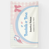 ベビー性別がベースボールまたは弓を明らかにする 横断幕 (縦)