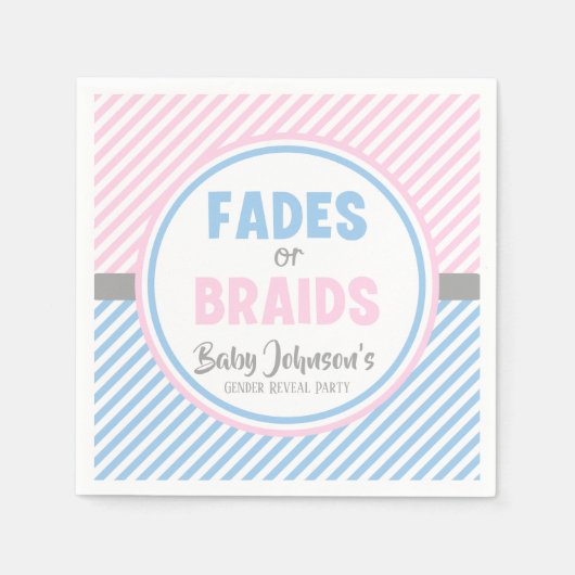 ベビー性別の表示 – フェードまたは三つ編み スタンダードカクテルナプキン (正面)