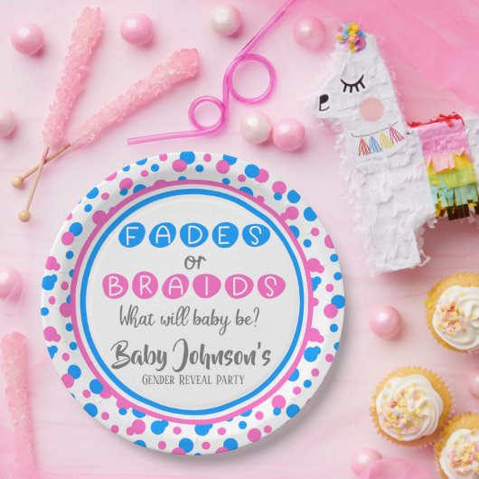 ベビー性別の表示 – フェードまたは三つ編み ペーパープレート (パーティー)