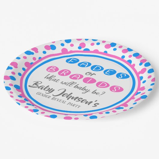 ベビー性別の表示 – フェードまたは三つ編み ペーパープレート (アングル)