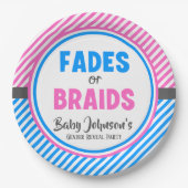 ベビー性別の表示 – フェードまたは三つ編み ペーパープレート (正面)