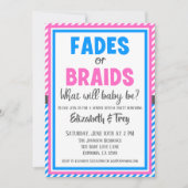 ベビー性別の表示 – フェードまたは三つ編み 招待状 (正面)