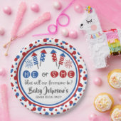 ベビー性別の表示 – 7月4日の爆竹 ペーパープレート (パーティー)