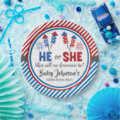 ベビー性別の表示 – 7月4日の爆竹 ペーパープレート (パーティー)