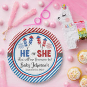 ベビー性別の表示 – 7月4日の爆竹 ペーパープレート (パーティー)