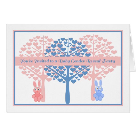 ベビー性別リビールパーティの招待状ピンク&ブルー (正面横)
