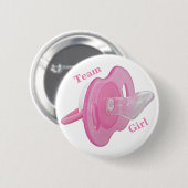 ベビー性別リビールパーティー – チームガールピンク 缶バッジ (正面&裏面)