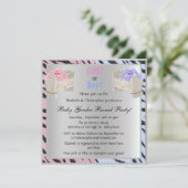 ベビー性別発表 アニマルプリント、ウサギ＆ベビーベッド 招待状 (スタンド正面)