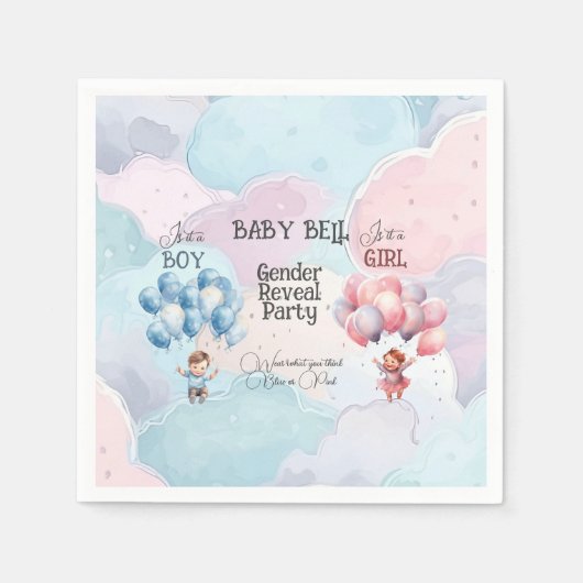 ベビー性別表示 スタンダードカクテルナプキン (正面)