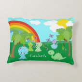 ベビー恐竜と蝶、虹、太陽 アクセントクッション (裏面)