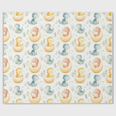 ベビー恐竜と赤ちゃんシャワー包み紙 ラッピングペーパー (フラット)