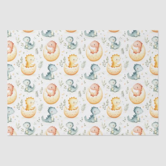 ベビー恐竜と赤ちゃんシャワー 薄葉紙 (正面)