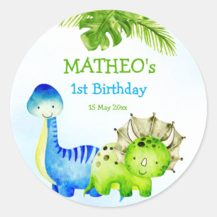 ベビー恐竜の幼児の誕生日パーティーの好意 ラウンドシール