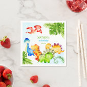 ベビー恐竜の幼児の誕生日パーティー スタンダードカクテルナプキン (インサイチュ)