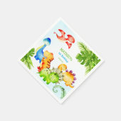 ベビー恐竜の幼児の誕生日パーティー スタンダードカクテルナプキン (角)