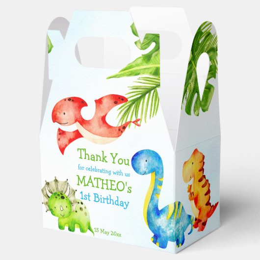 ベビー恐竜の幼児の誕生日パーティー フェイバーボックス (オープン)