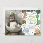 ベビー恐竜の誕生日パーティー!写真 招待状 (正面)