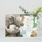 ベビー恐竜の誕生日パーティー!写真 招待状 (スタンド正面)