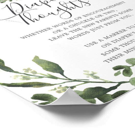 ベビー恐竜の赤ちゃんシャワーおむつ思考サイン ポスター (角)