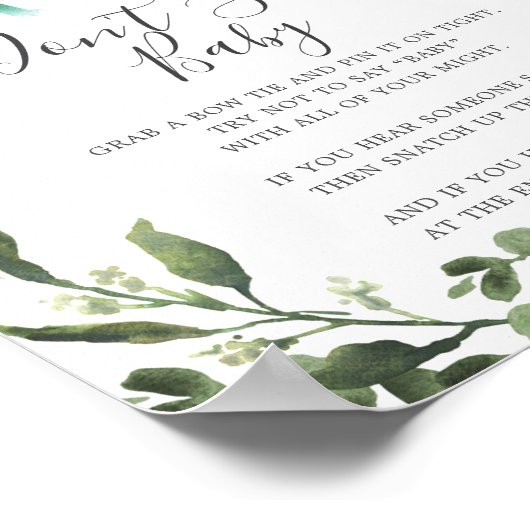 ベビー恐竜の赤ちゃんシャワーはベビーのサインを言わない ポスター (角)