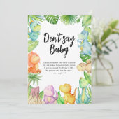 ベビー恐竜の赤ちゃんシャワーゲームカードと言わない 招待状 (スタンド正面)