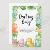 ベビー恐竜の赤ちゃんシャワーゲームカードと言わない 招待状 (正面/裏面)