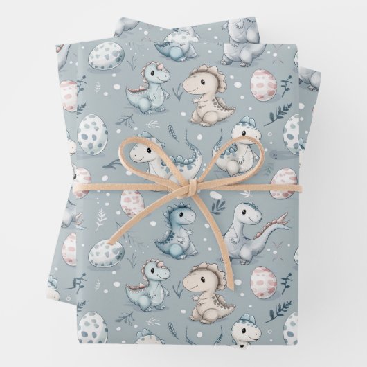 ベビー恐竜の青 ラッピングペーパーシート (インサイチュ)