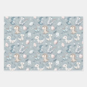 ベビー恐竜の青 ラッピングペーパーシート (正面)