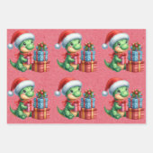 ベビー恐竜クリスマスキッズ ラッピングペーパーシート (正面2)
