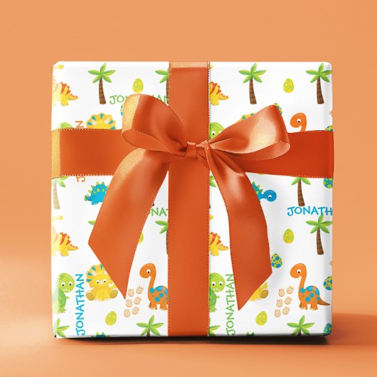 ベビー恐竜ジュラパーソナライズされたシック ラッピングペーパー