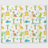 ベビー恐竜ジュラパーソナライズされたシック ラッピングペーパー (フラット)