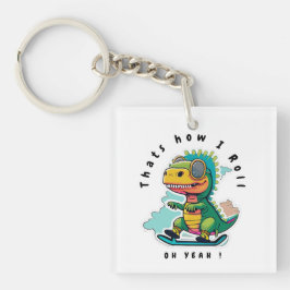 ベビー恐竜スケートで滑る |こうやって転が キーホルダー