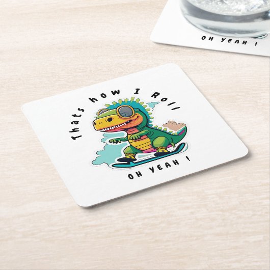 ベビー恐竜スケートで滑る |こうやって転が スクエアペーパーコースター (アングル)