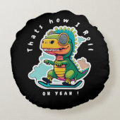 ベビー恐竜スケートで滑る |こうやって転が ラウンドクッション (裏面)