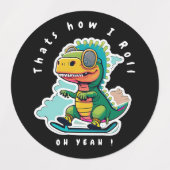 ベビー恐竜スケートで滑る |こうやって転が ラベル (デザイン1)