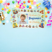 ベビー恐竜テーマキッズボーイ誕生日ライトグリーン 横断幕